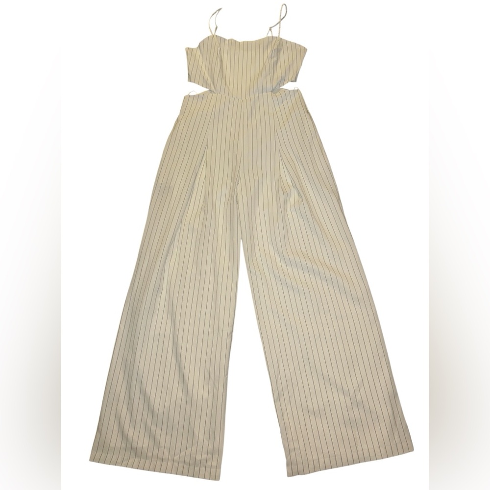 White Pinstriped Jumpsuit | large